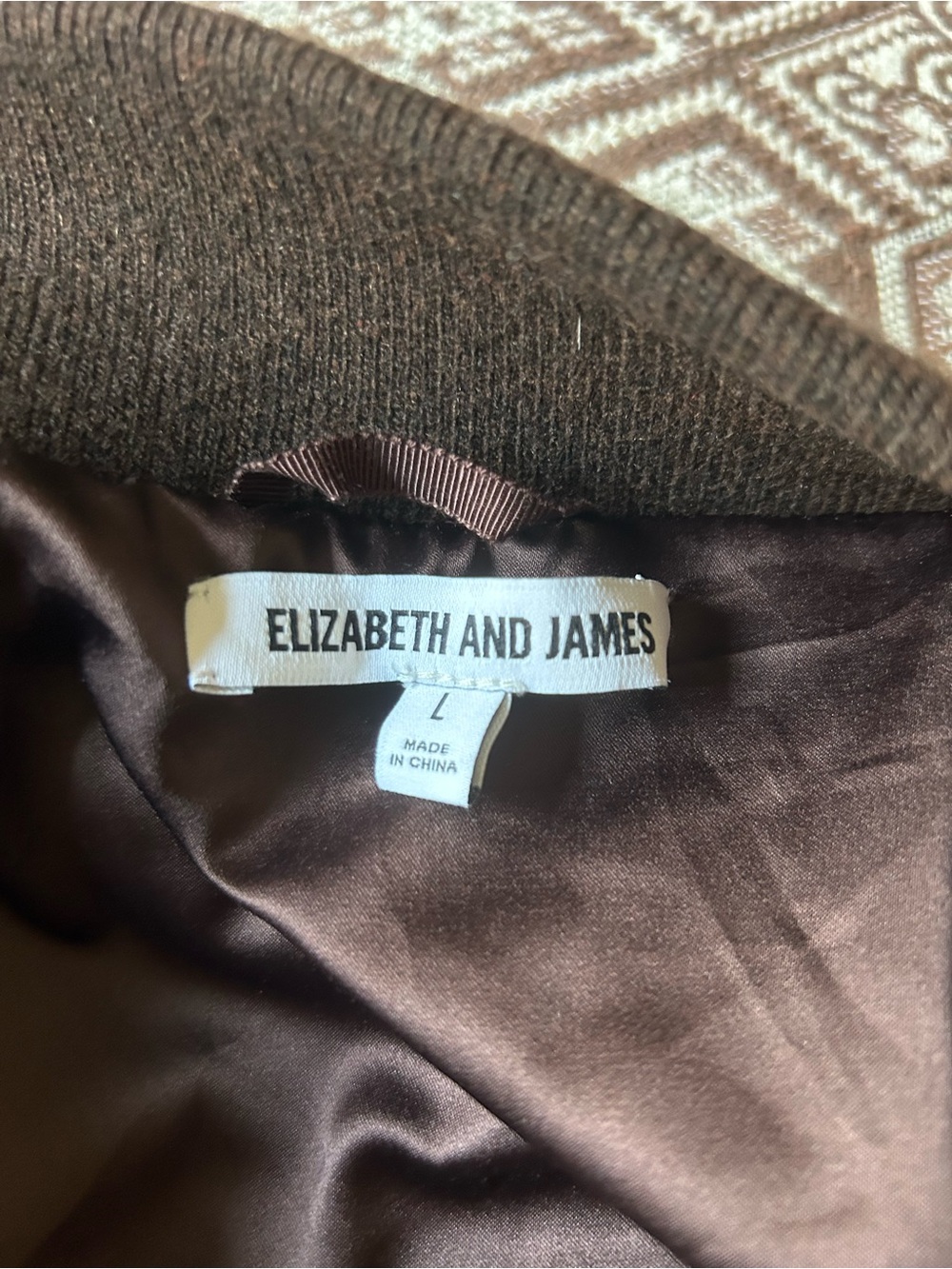 Elizabeth and James Ellington Faux Fur Zip Front Bomber Jacket Coat Size L - Picture 4 of 5